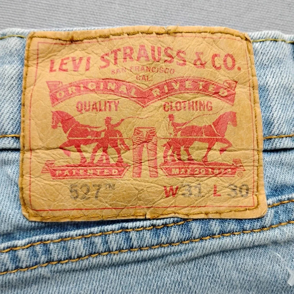 Levis 527 Slim Bootcut Jeans Mens 33x30 Light Wash Denim Blue